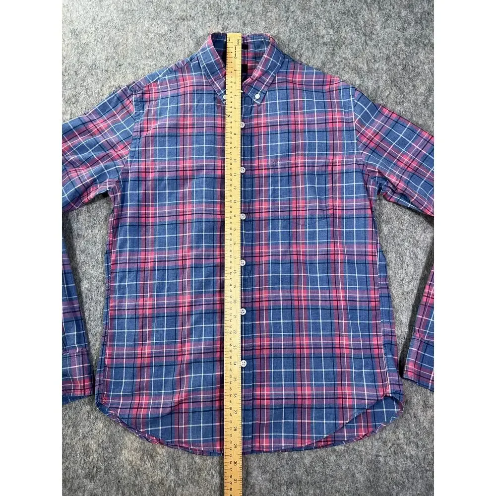 J.Crew Plaid Button Down Dress Shirt / Men Medium / Blue Pink 22579 Slim Fit